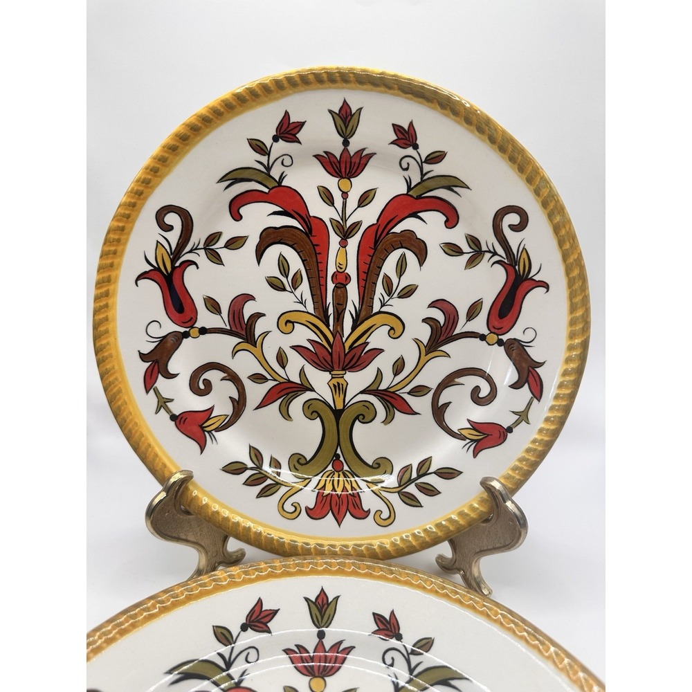 Pier 1 ORALIA Earthenware Salad Plates Flower and Scroll in Autumn Colors (3)